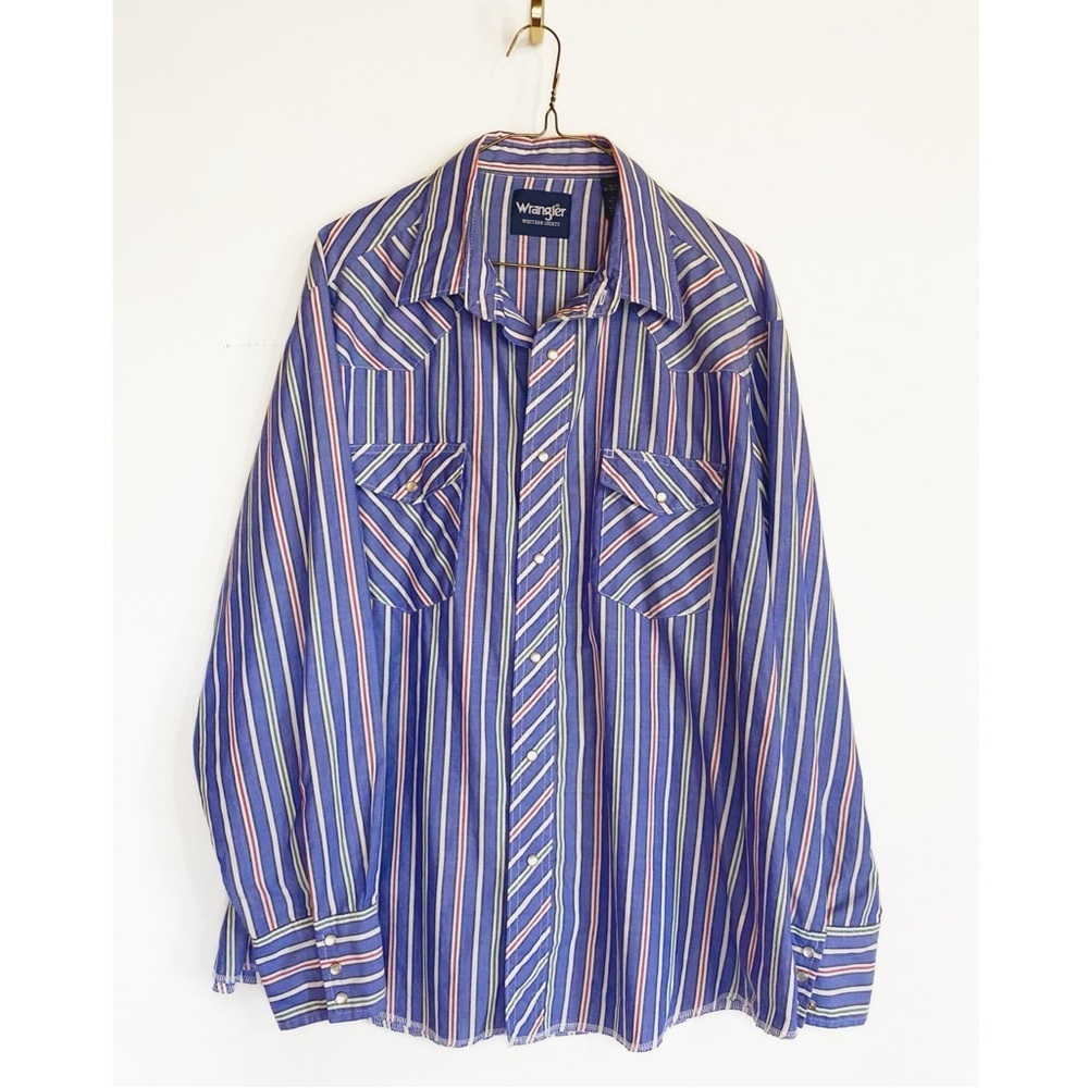 Vtg WRANGLER  Cowboy Pearl snap Button down shirt Mens size 1X
